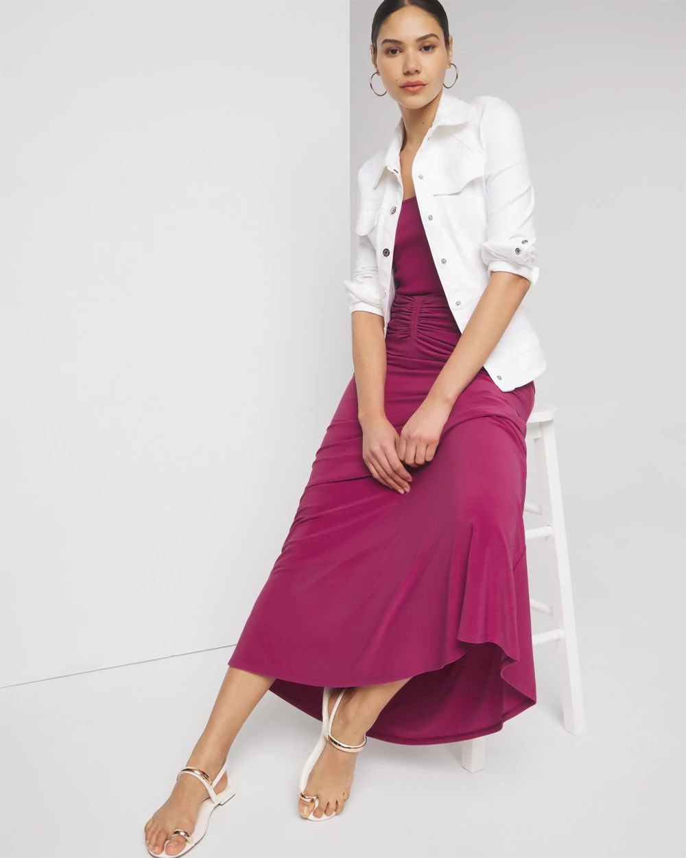 Ruched maxi skirt hot sale